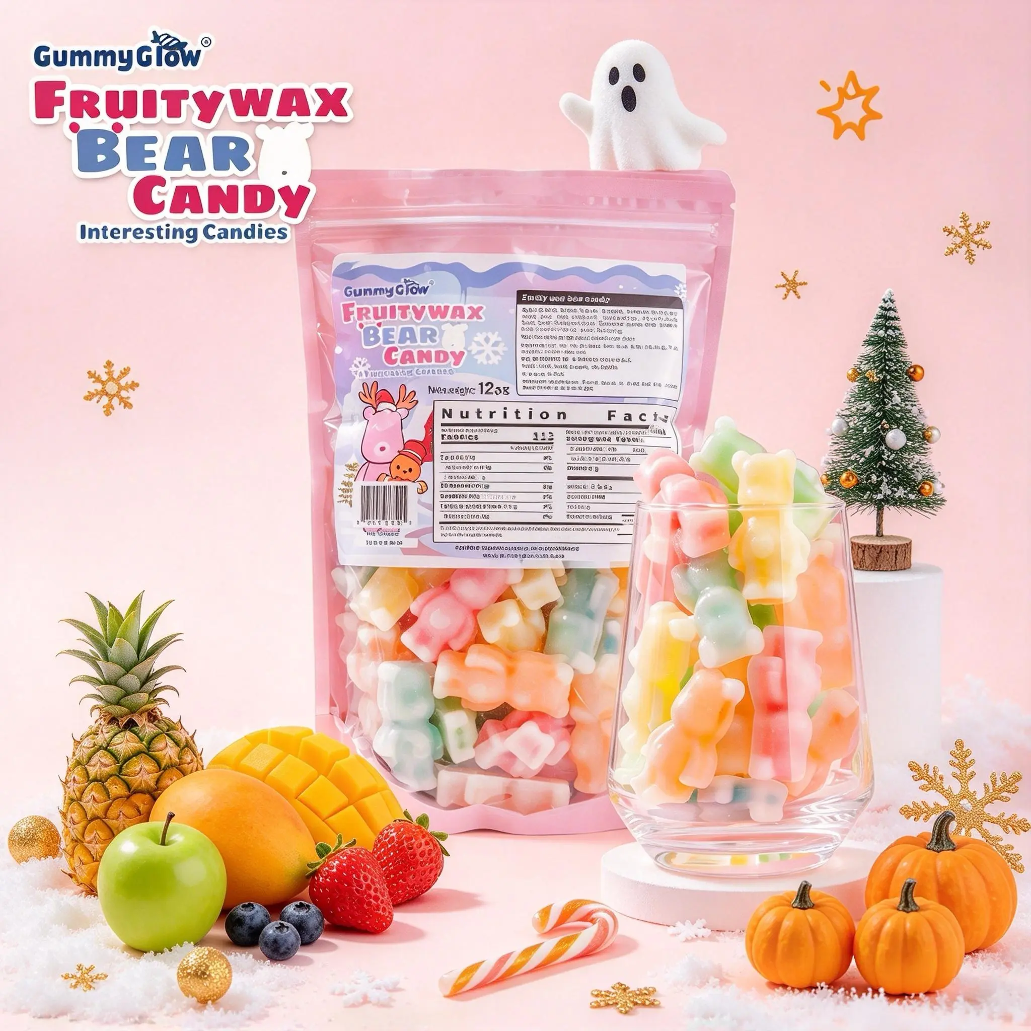 GUMMY GLOW New Wax Bear Fruitsnacks - 12oz Pack, 5 Flavors, Wax-Upgraded, Fruit Jelly-Filled, Retro Party Hit, ASMR Sweet Bonbons, Viral Snacks, black friday, Youth-Focused Candy,familyfun