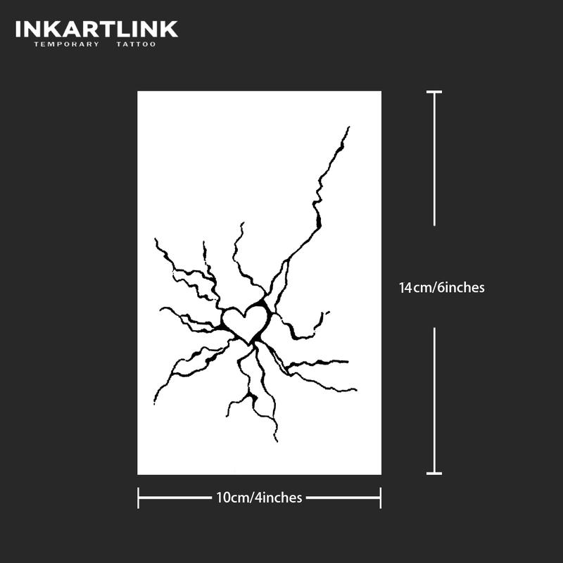 INKARTLINK Magic Tattoo 2 Sheets, Waterproof, Semi-permanent, Long-lasting, Temporary, Simple Fake Tattoo Sticker, Love Lightning, Juice, Art, Party