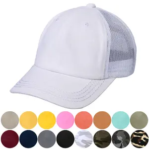 Cotton Brushed Baseball Cap with Mesh Back for Women Fitted Unisex Daily Wear Cap