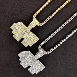 Hip Hop Custom Alphabet Pendant Necklace |   Full Iced-Out Cubic Zirconia Statement Jewelry |   Bold Streetwear Pendant for Men & Women |   Personalized Nameplate with Diamond-Cut Letters & Numbers
