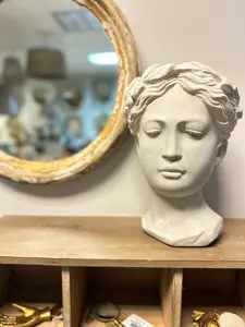 Cement Bust Planter, Grecian Goddess