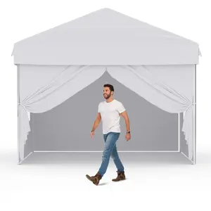 Gaomon 10'x10' Easy Pop Up Canopy Tent - Portable, Weatherproof Patio Sunshade Beach Shade Shelter with 4 Detachable Window Sidewalls, Carry Bag, Guy Lines - for Camping, Outdoor Parties, Patio Canopy, Sunshade Canopy