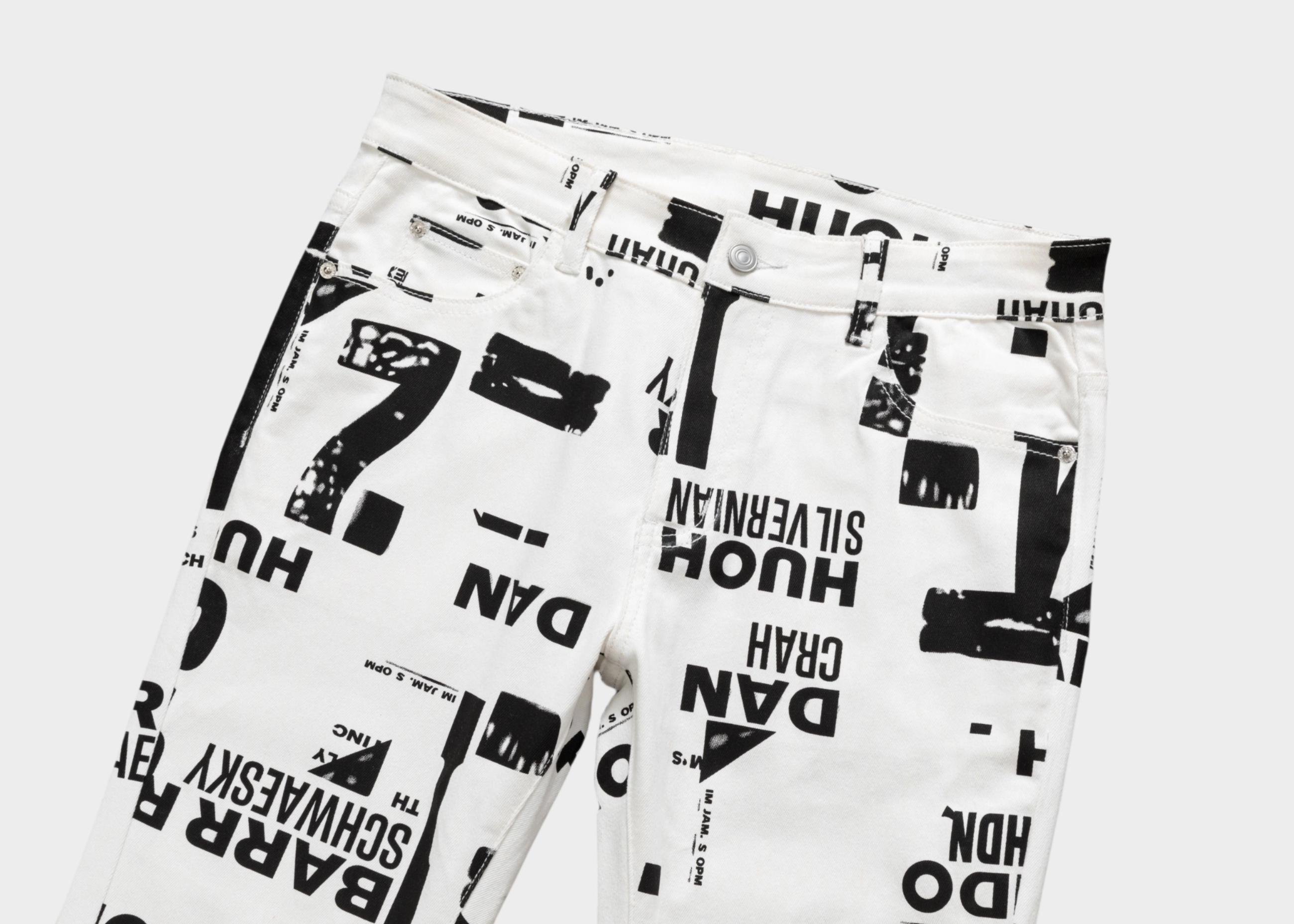 Men'S Slim-Fit Streetwear Straight-Leg Jeans with Bold Letter Print - Black & White Casual Denim Pants for All Seasons, Comfortable and Stylish, Street Style Pants|Sleek Jeans|Durable Denim skinny jeans baggy jeans for men jeans pants for men