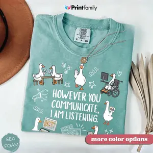 Comfort Colors SPED Teacher Goose T-Shirt, AAC Communication Graphic Tee, SLP Therapist Shirt, Special Education Inclusion Apparel, BCBA ABA Educator Gift, Unisex Cotton Shirt - Printfamily