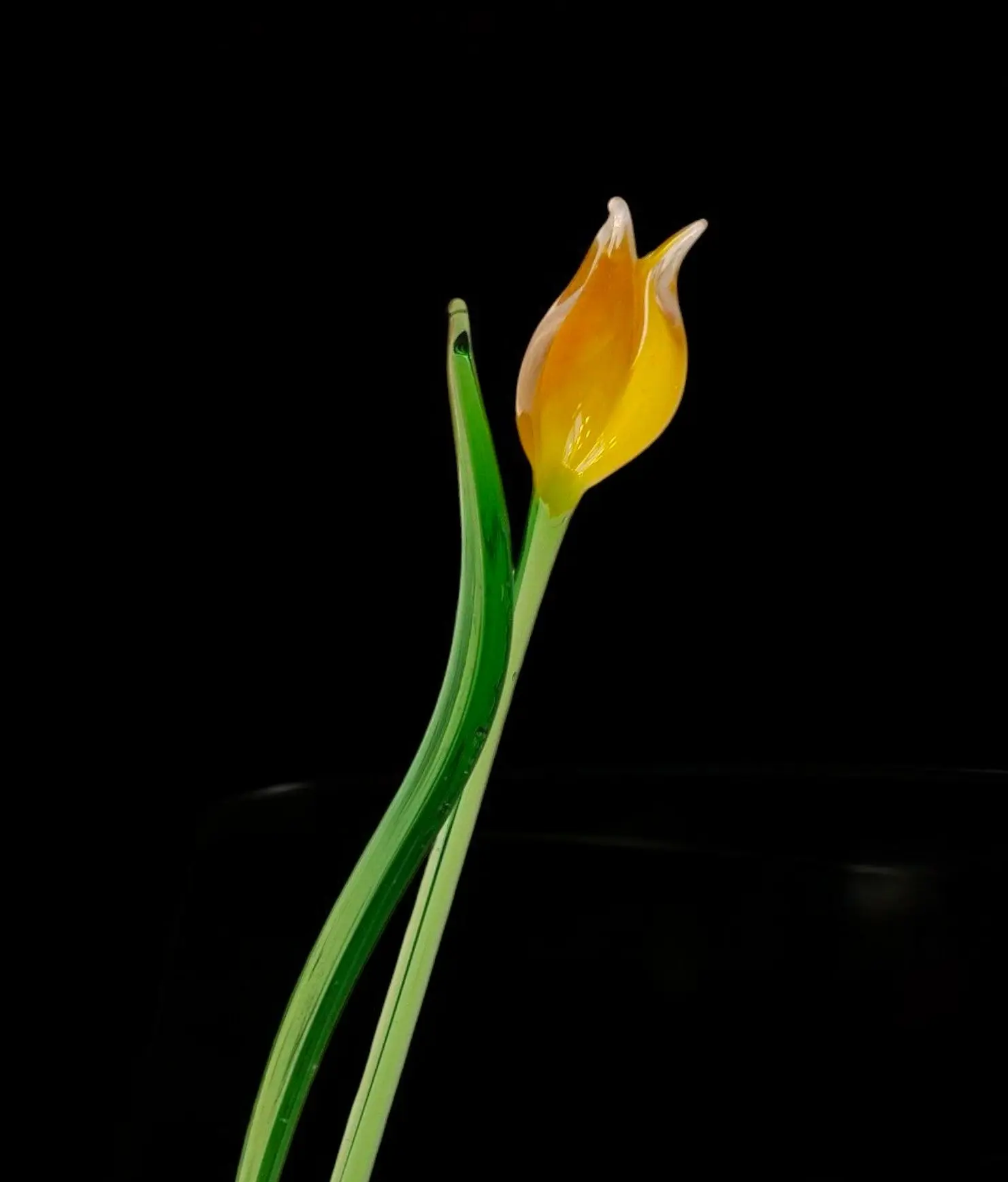 Yellow Glass Tulip, Handcrafted Glass Flower, Hand Made In Ukraine Using Murano Quality Glass, Great Gift For Flower Lovers, 6 Inches Tulip