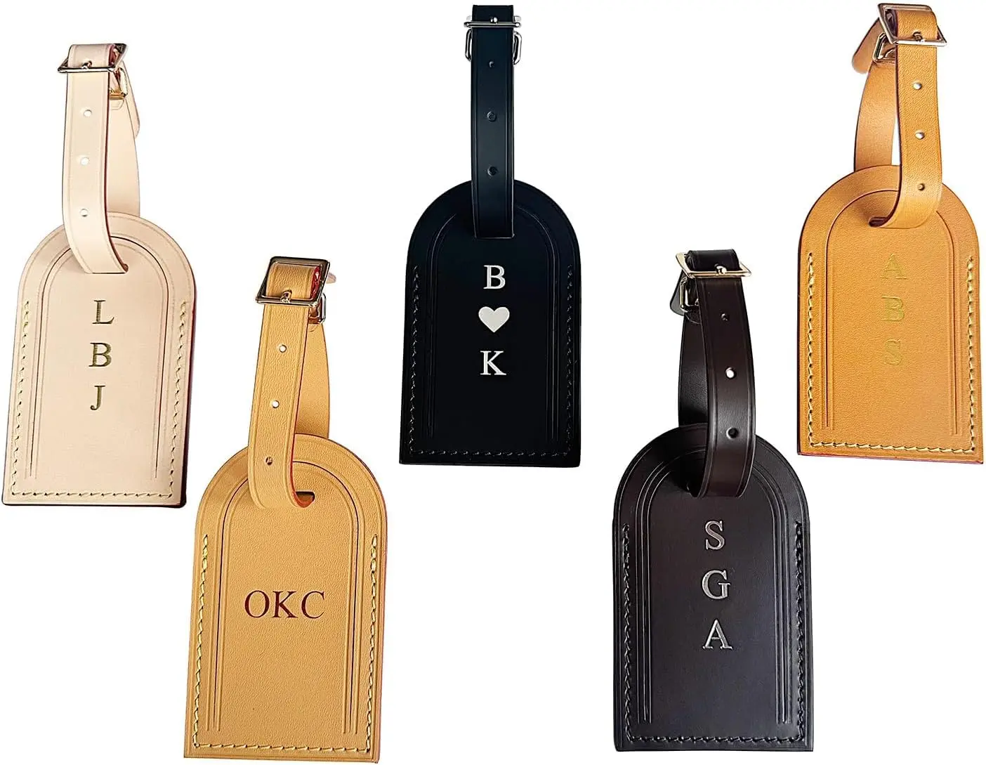 Vachetta Leather Personalized Luggage Tags Customized Charms for suitcases Monogram Tags Initials on Tags Premium Leather Unique Travel Gifts for Speedy Neverfull Handbags(Model A)