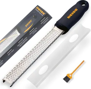 Citrus Zester & Cheese Grater - Parmesan Cheese Lemon, Ginger, Garlic, Nutmeg, Chocolate, Vegetables, Fruits - Razor-Sharp Stainless Steel Blade, Wide, Dishwasher Safe Kitchen Metal Utensils