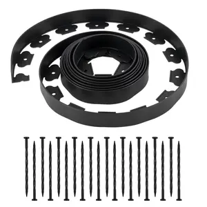 VEVOR Landscape Edging, 20 ft x 2 in Plastic Garden Border Edging with 120 Spikes, No Dig, Flexible Lawn Edgings Roll, UV-Resistant Mini Fence Borders Pathway Edgings for Flower Beds Yard Paver