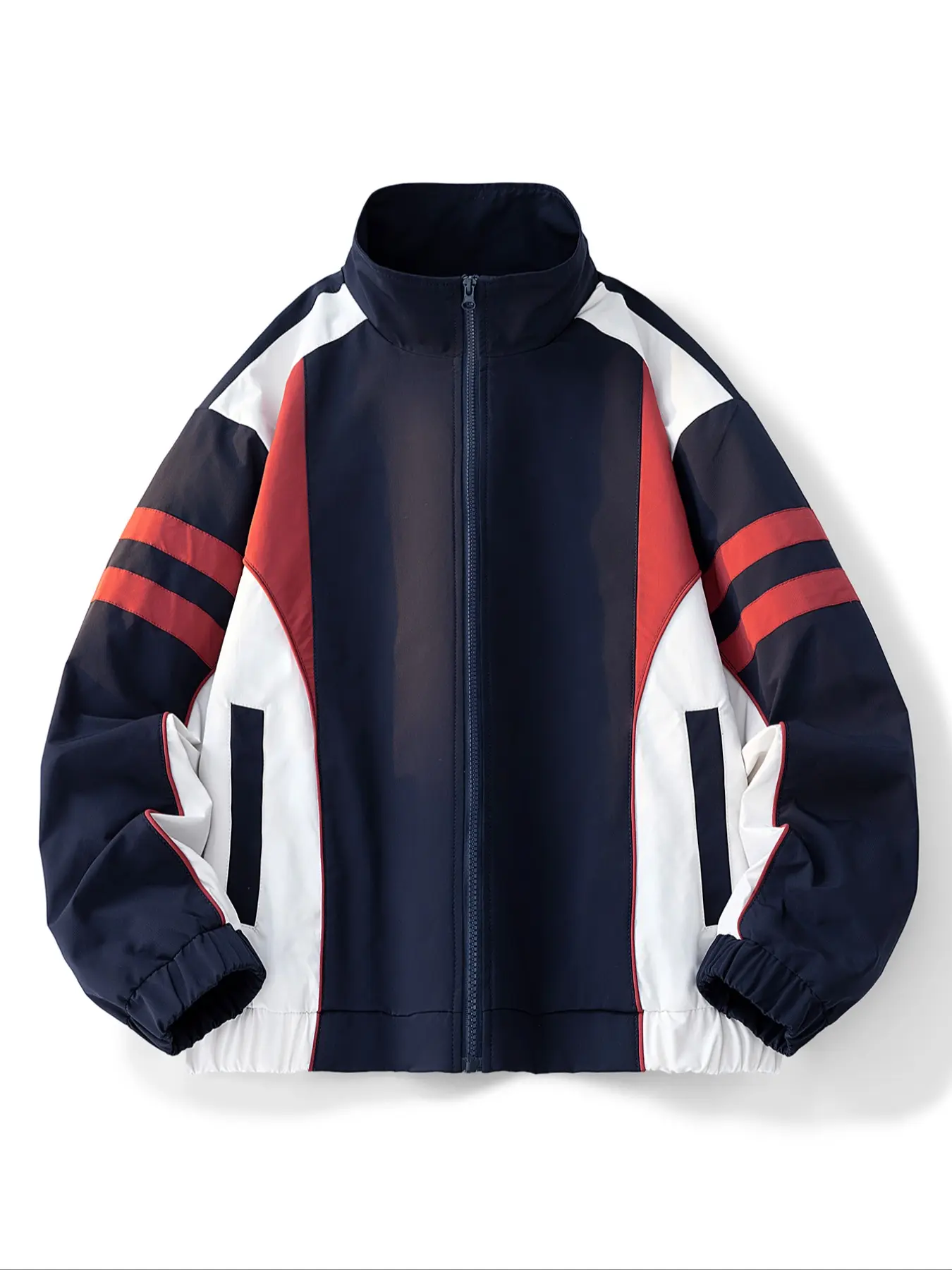 New Colorblock Sports Jacket Men's Loose High Neck Trendy Casual Top ...