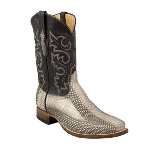 Cowtown Men's Natural Cobra Black Square Toe Boots Q807