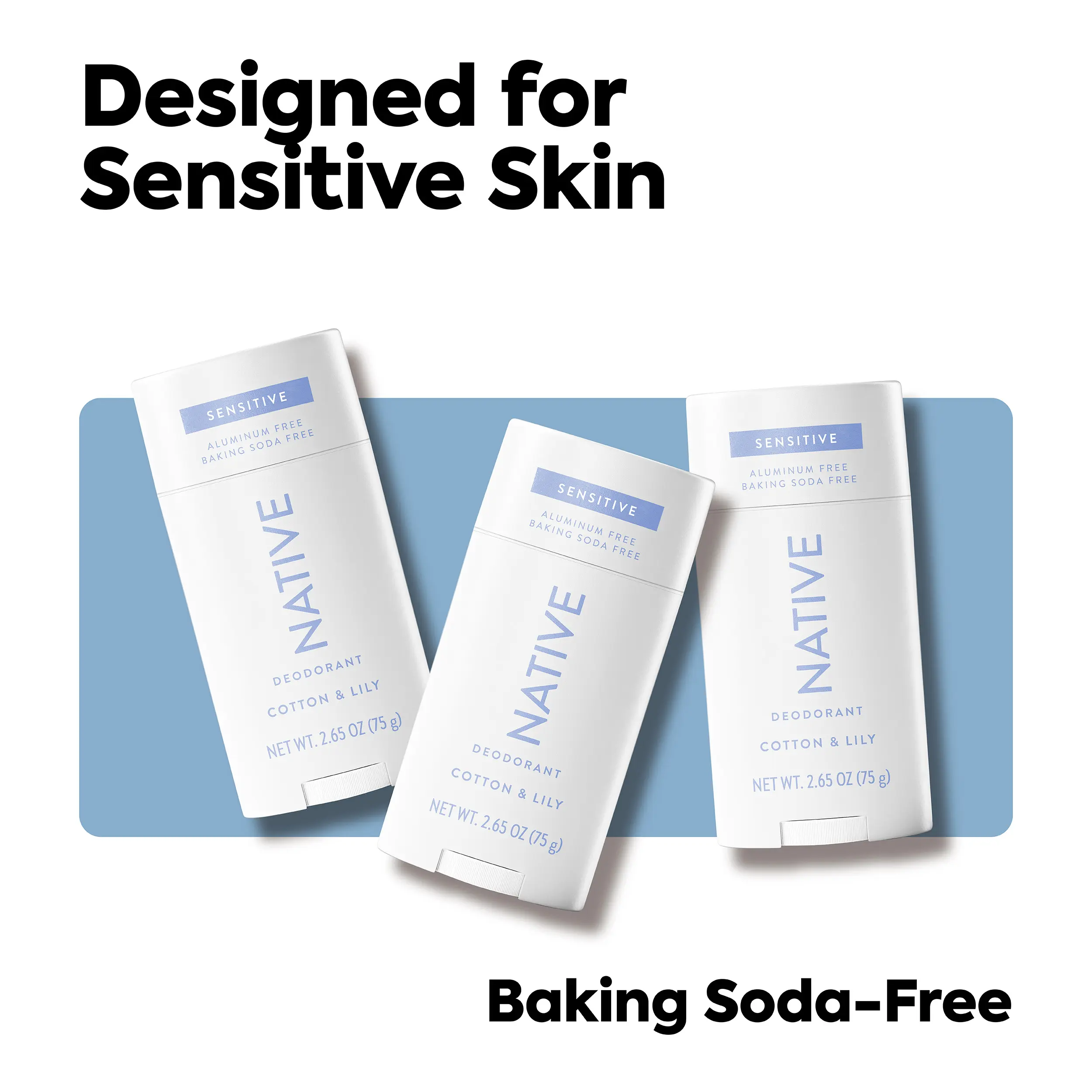 NATIVE Sensitive Deodorant Stick 3-Pack – Baking Soda Free, Aluminum‑Free NATIVE Sensitive Deodorant Stick 3-Pack – Baking Soda Free, Aluminum‑Free