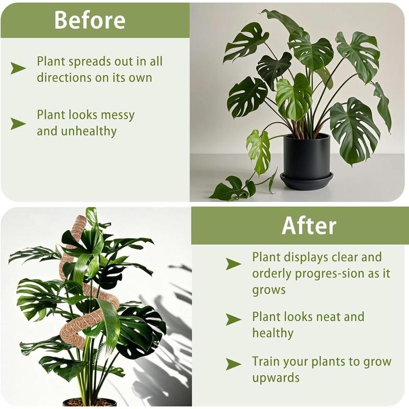3 Pack Moss Pole, 28" 48" 63" Monstera Plant Support for Climbing Indoor Plants, Bendable Coco Coir Plant Support Stakes for Potted Plants, Pothos, Philodendron