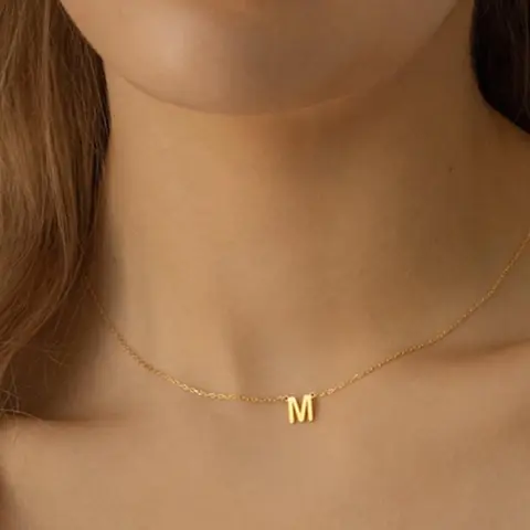 Simple Letter Detail Pendant Necklace for Women, Stainless Steel Matching Necklace Jewelry As Gift for Girls, Classic Fashion Accessories for Daily Wear, Initial Necklace Jewelry, Dainty Initial Necklaces, Alphabet Necklace