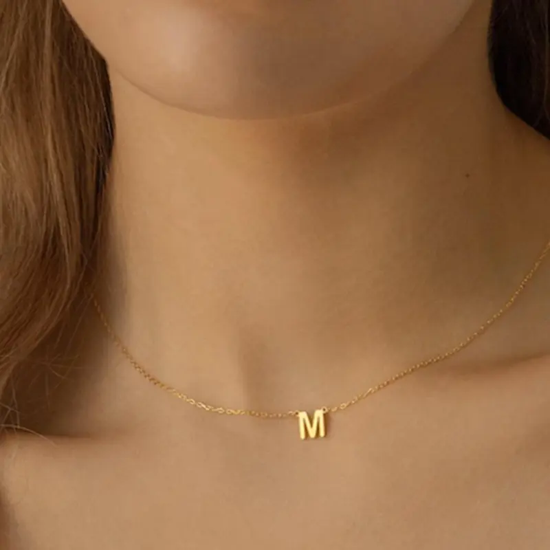 Simple Letter Detail Pendant Necklace for Women, Stainless Steel Matching Necklace Jewelry As Gift for Girls, Classic Fashion Accessories for Daily Wear, Initial Necklace Jewelry, Dainty Initial Necklaces, Alphabet Necklace