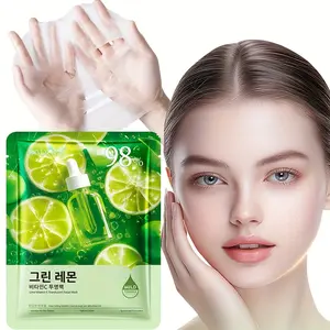 SADOER Vitamin C & Hydrating Facial Mask for Women - Pure Lime Extract, Fragrance-Free, Soothing & Brightening, Hydrating & Moisturizing, Hypoallergenic, All Light Beige Types, Including Sensitive Light Beige, Natural Ingredients, Skin Mask