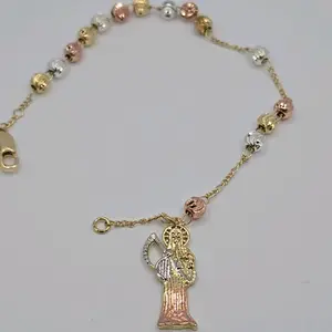 LA SANTA MUERTE/THE GRIM REAPER fashion bracelet rosary style three colors 7"inches gold-plated