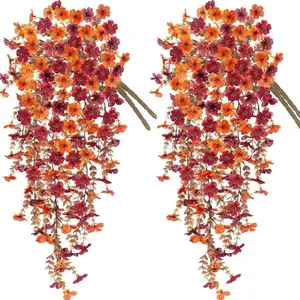 4-Pack Artificial Flower Wall Hangings, Orchid Petals, Fall Decor, Wine, Garden, Courtyard, Thanksgiving, Harvest Festival