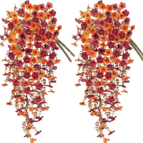 4-Pack Artificial Flower Wall Hangings, Orchid Petals, Faux Floral Decor for Fall, Thanksgiving & Harvest Festival, Suitable for Garden & Courtyard, Faux Flowers