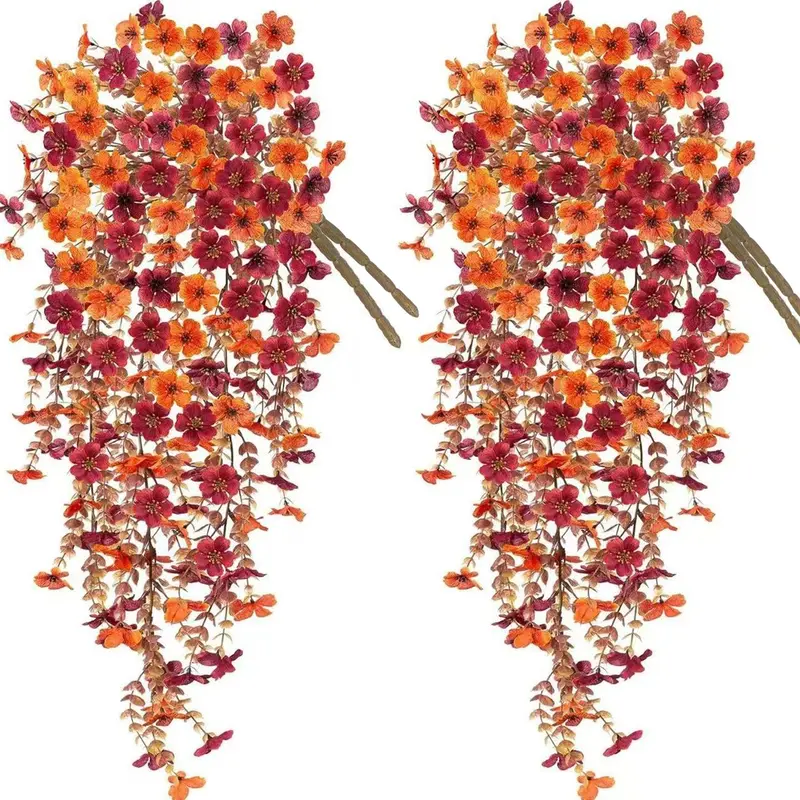 4-Pack Artificial Flower Wall Hangings, Orchid Petals, Faux Floral Decor for Fall, Thanksgiving & Harvest Festival, Suitable for Garden & Courtyard, Faux Flowers