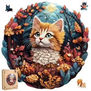 Unique Shaped Wooden Puzzles For Adults And Children Colorful And Beautiful Wooden Boxes Fun Challenge For Brain Health Family Games Creative Gifts For Friends Cute Cats Wooden Puzzles