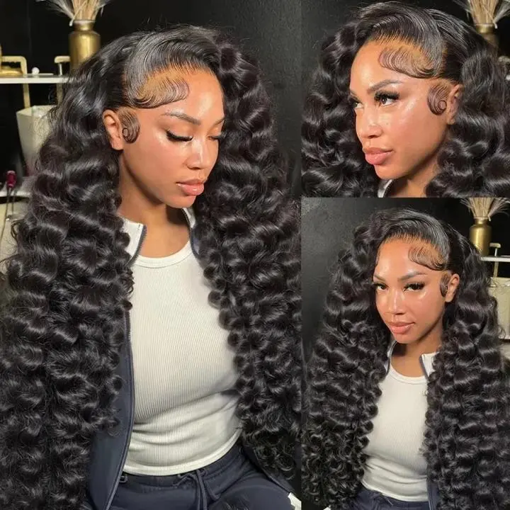 250% Loose Deep Wave 13x6 HD Lace Frontal Wig 100% Human Hair Natural Wave Curly Human Hair Wigs Pre plucked Natural Hairline Beginner Friendly Lace Wigs