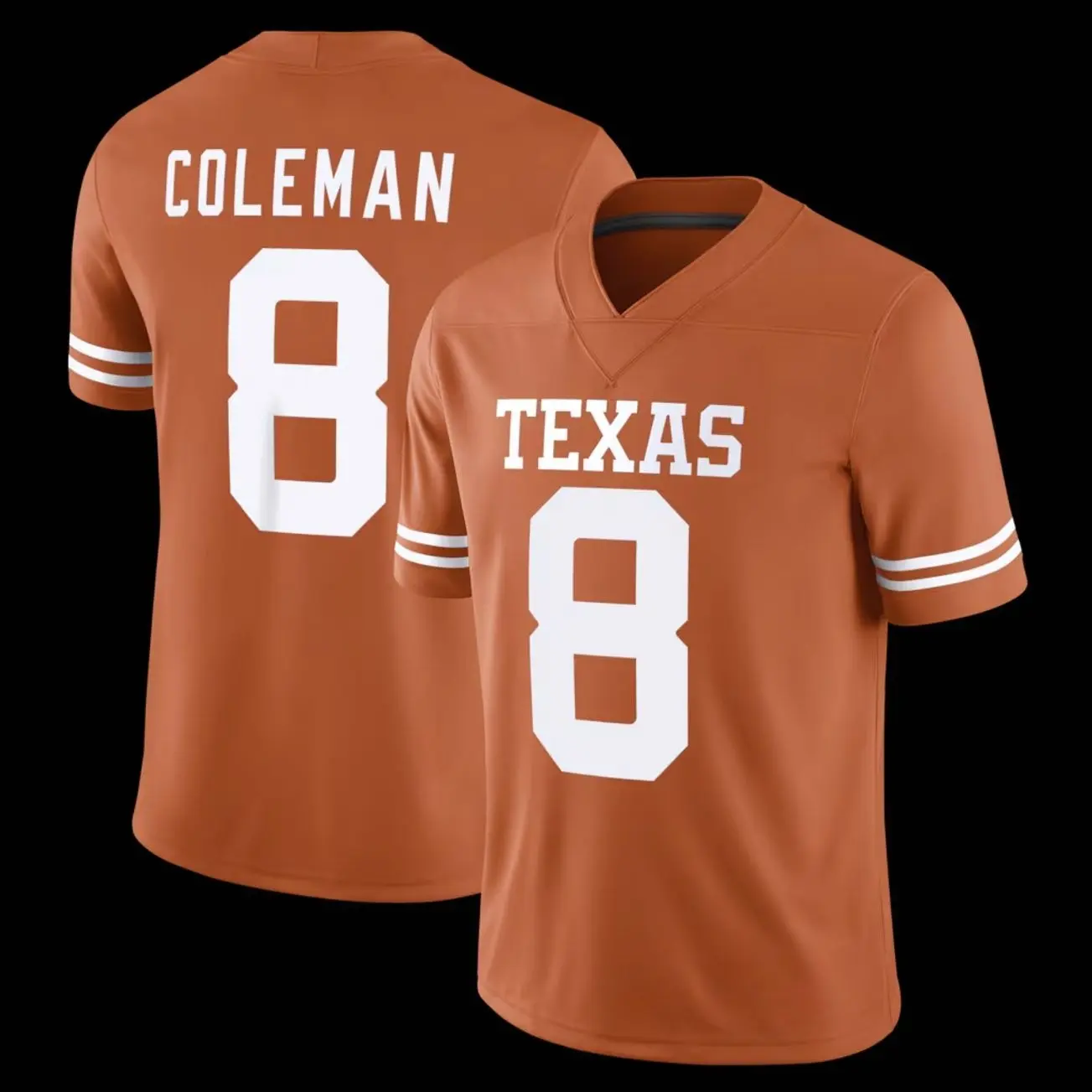 Unisex Football 8 Coleman Texas Longhorns Team Game Football Jersey - Texas Orange