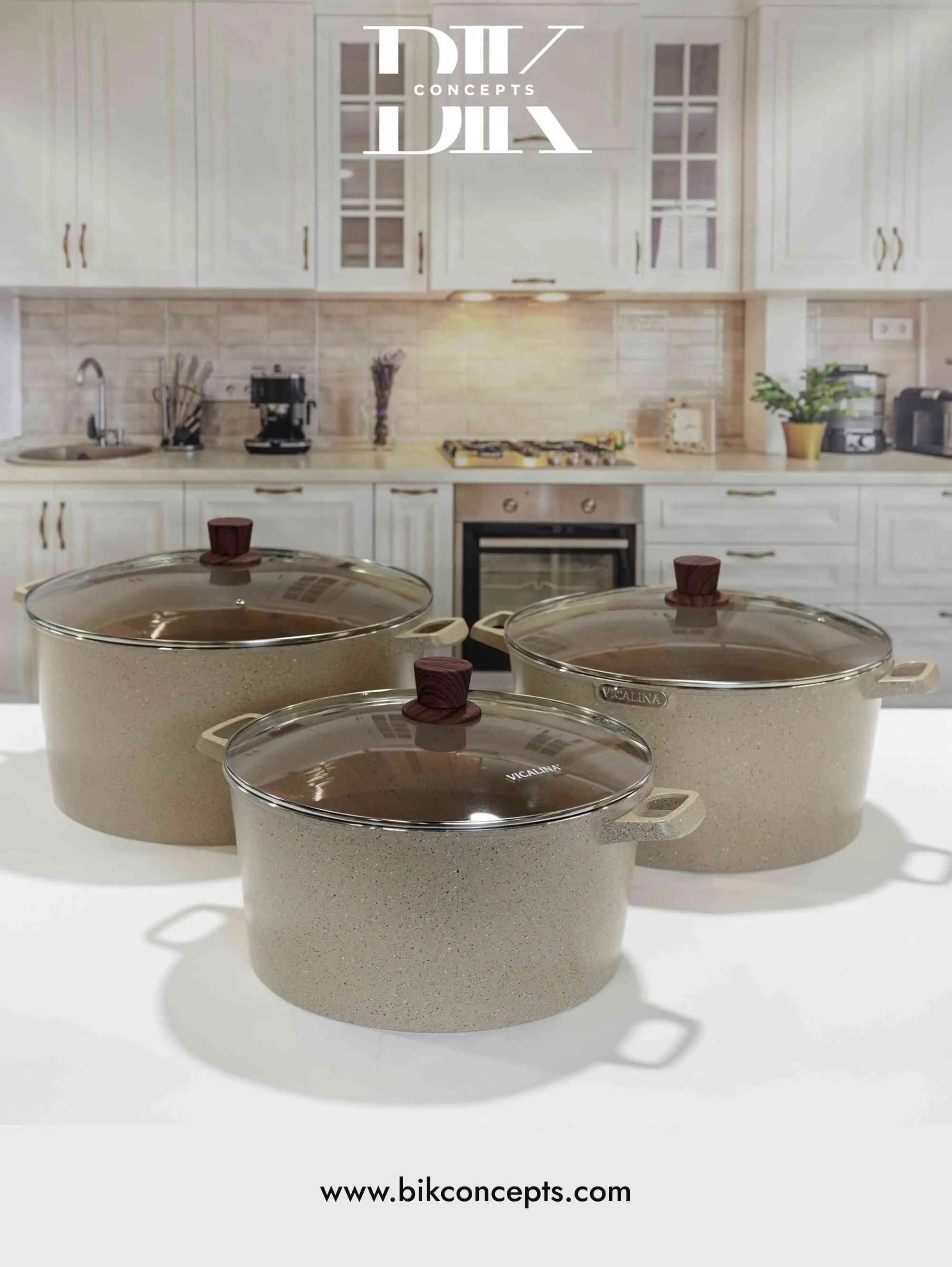Sandstone Speckle Casserole Set – 6-Pc Heavy Duty Aluminum Cookware