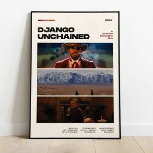 Django Unchained Movie Poster, Modern Movie Poster Print, Django unchained Poster Wall Decor, FILES, Leonardo Dicaprio, Tarantino