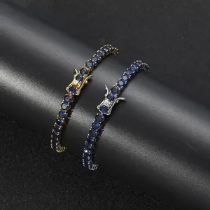 Tennis Bracelet 4mm Blue Full Zirconium Single Row Men's Women's Bracelet Trendy Hip Hop Accessories Zircon Tennis Chain bangle jewelry crystal jewelry gift fashionable chain necklace