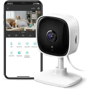 1080P Indoor Security Camera (Pet Camera) - Supports motion detection, two-way voice intercom, alarm function, night vision mode, cloud storage and SD card storage, compatible with Alexa and Google Home