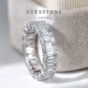 [#221 ]Wedding Band Emerald/Radion Cut Gorgeous Classic Lab Creates Gemstone Thick Version