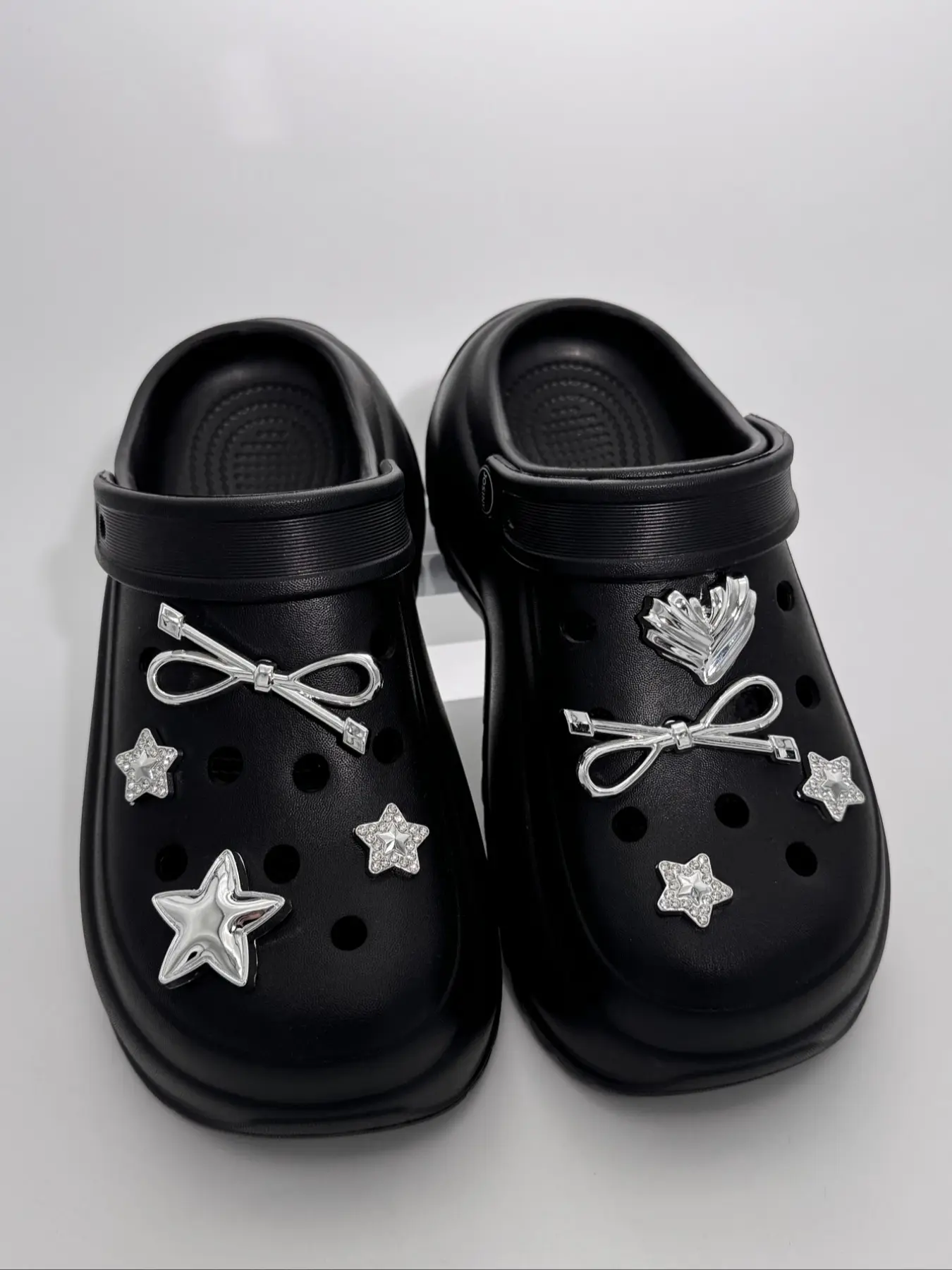 8 Pieces Cute Silver Color Bow Star Heart Dangle Shoe Decorations, Fun and Versatile DIY Casual Accessories for Parties and Special Occasions, Shoe Decoration Charms