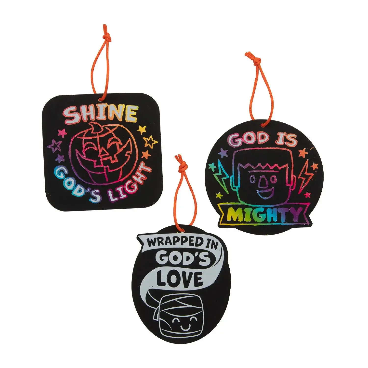: Magic Color Scratch Religious Halloween Ornaments – 24 Pc.