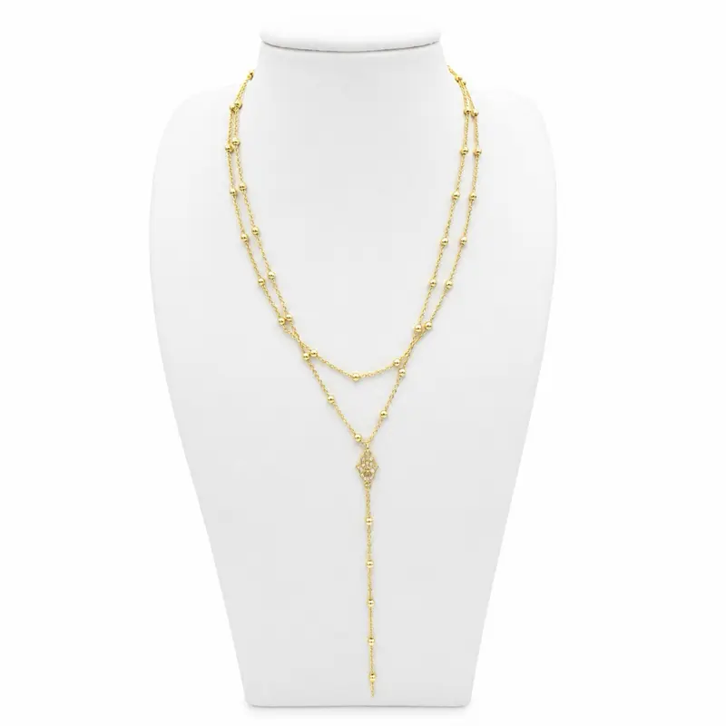 N193 Mano de Fatima Necklace- Gold Plated 14k