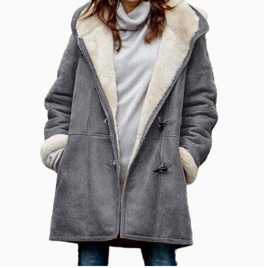 [LTO]Winter off-season  women's coats, fleece-lined thickened women's coats with fur collars and pockets, winter overcoats Jacket Outerwear Long Sleeve Casual Long Sleeve,summervibes
