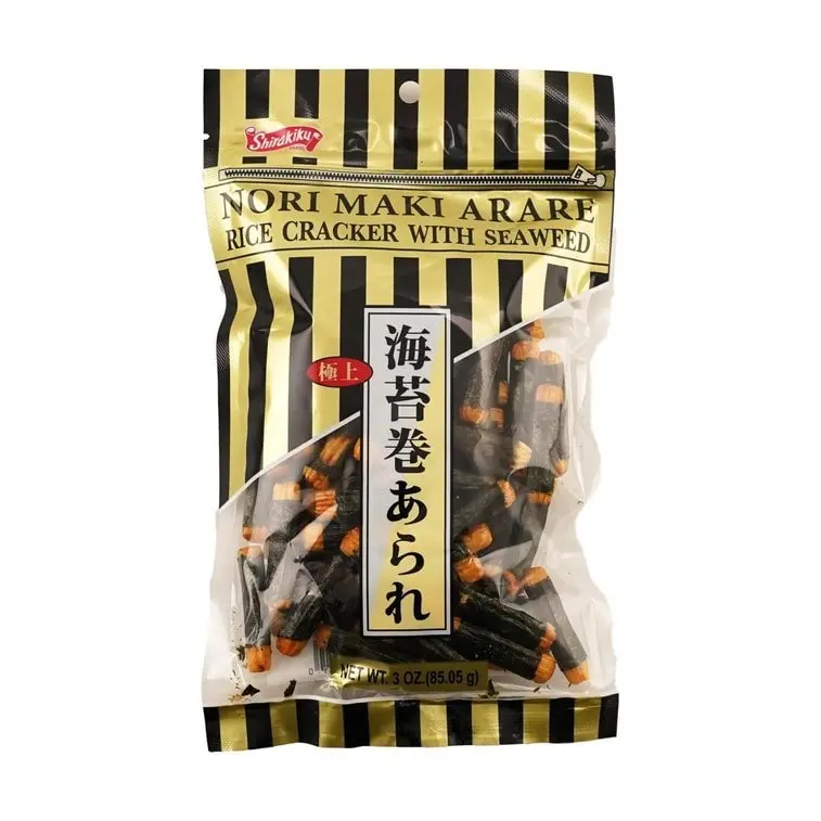 SK Norimaki Arare Japanese Traditional Crisp Snacks - Bite-Sized ASMR Rice Crackers with Roasted Seaweed, Salt-Balanced Salty & Savory Treats for All Ages, 85g