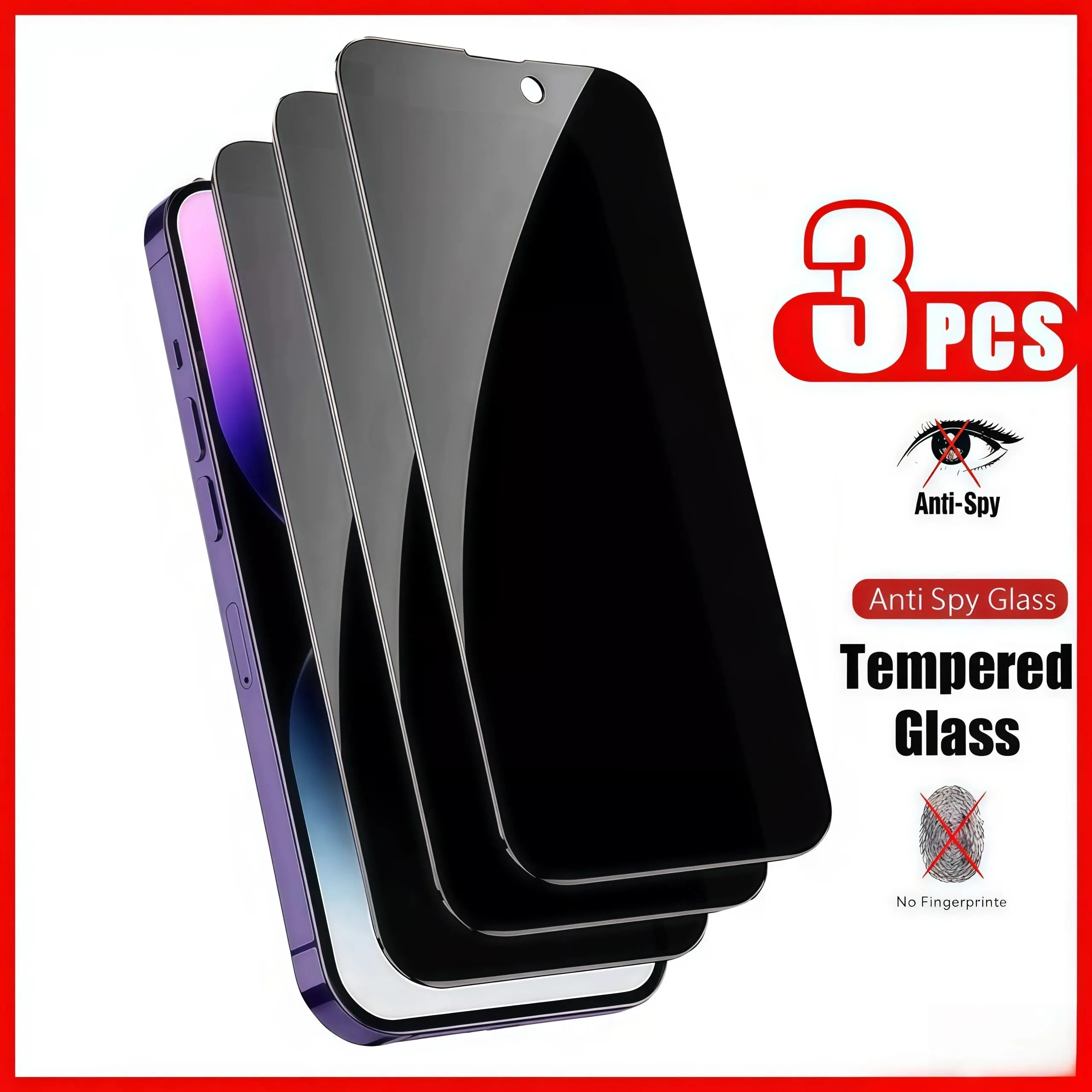 3Pcs Tempered Glass Privacy Screen Protector - Protective Glass Shield for iPhone 11/12/13/14/15/16/16e/17 Plus Air Pro Max & Pad, Secure Mobile Phone Accessory with Enhanced Protection, Full Range Fit & Cleaning Kit