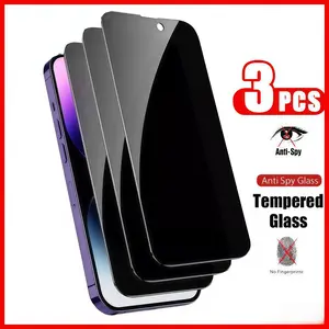 3Pcs Privacy Screen Protector Tempered Glass Compatible For iPhone 16 17 15 14 13 12 11 16e Plus Air Pro Max