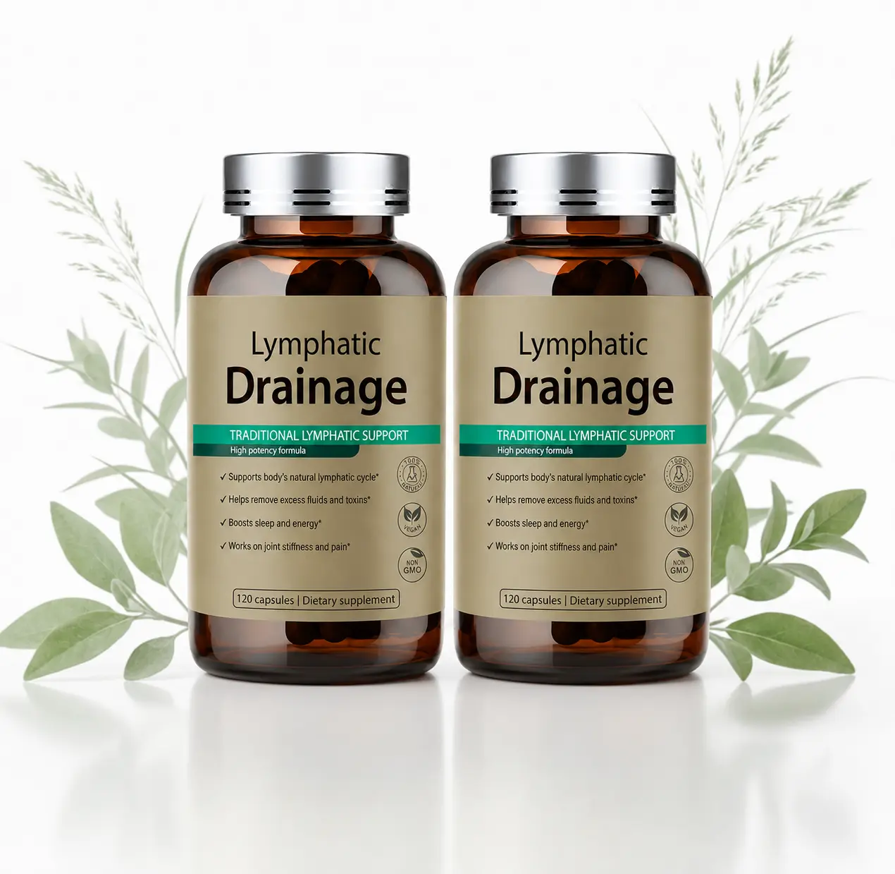 2pcs Lymphatic Drainage Capsules，Organic Lymphatic Drainage Supplement, Boosts Immunity Vitality, Portable Dropper Design, Supports Lymphatic Health,120 Count，Healthcare Natural #SummerVibes