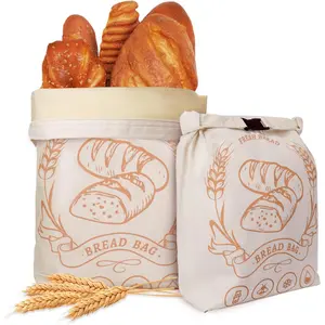 2 Pack Beeswax Bread Bags with Zipper, XL(13x17in) Sourdough Bread Storage for Homemade, Freezer Storage Bag to Keep ,  Beeswax Container, Baguette Bag with Liner Kitchen Baking ()