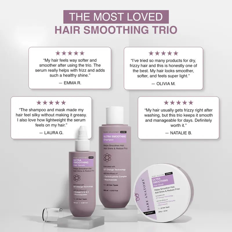 Bare Anatomy Ultra Smoothing Hair Trio – Shampoo, Mask & Serum Bare Anatomy Ultra Smoothing Hair Trio – Shampoo, Mask & Serum