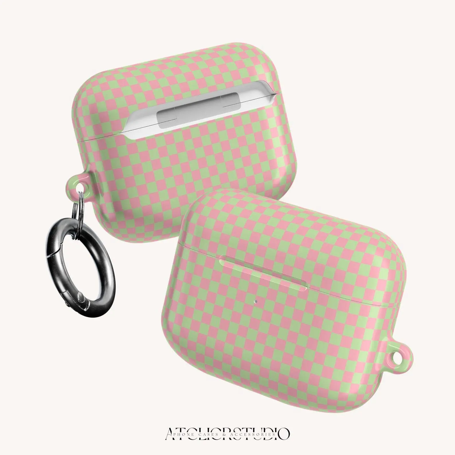 Pink Green Checkerboard AirPods Pro Case | Silicone Protective Cover (Wireless Charging Compatible)