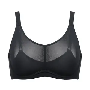 DELIMIRA Women's Cosnufy Full Coverage Bra Sheer Mesh Plus Size Underwire Unlined