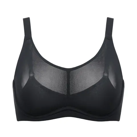DELIMIRA Women's Cosnufy Full Coverage Bra Sheer Mesh Plus Size Underwire Unlined