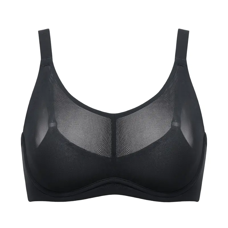 DELIMIRA Women's Cosnufy Full Coverage Bra Sheer Mesh Plus Size Underwire Unlined