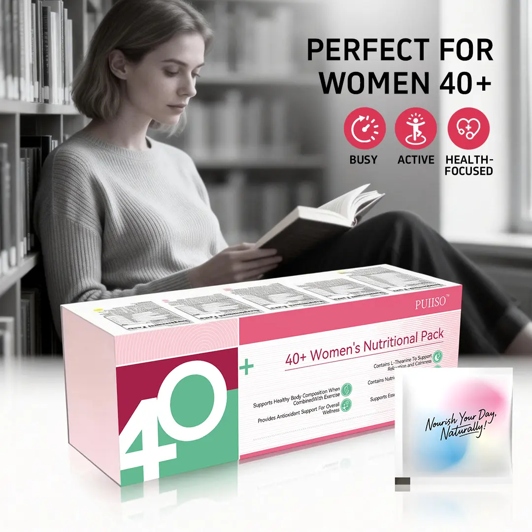 Puiiso 40+ Beauty Pack Women's Healthcare Wellness Vitamins - Turmeric Formulation with Magnesium, White Tomato, Collagen Peptides, 30-Day Supply, Prop 65 Safe, Skin Care Support Dietary & Botanical Extract Capsules