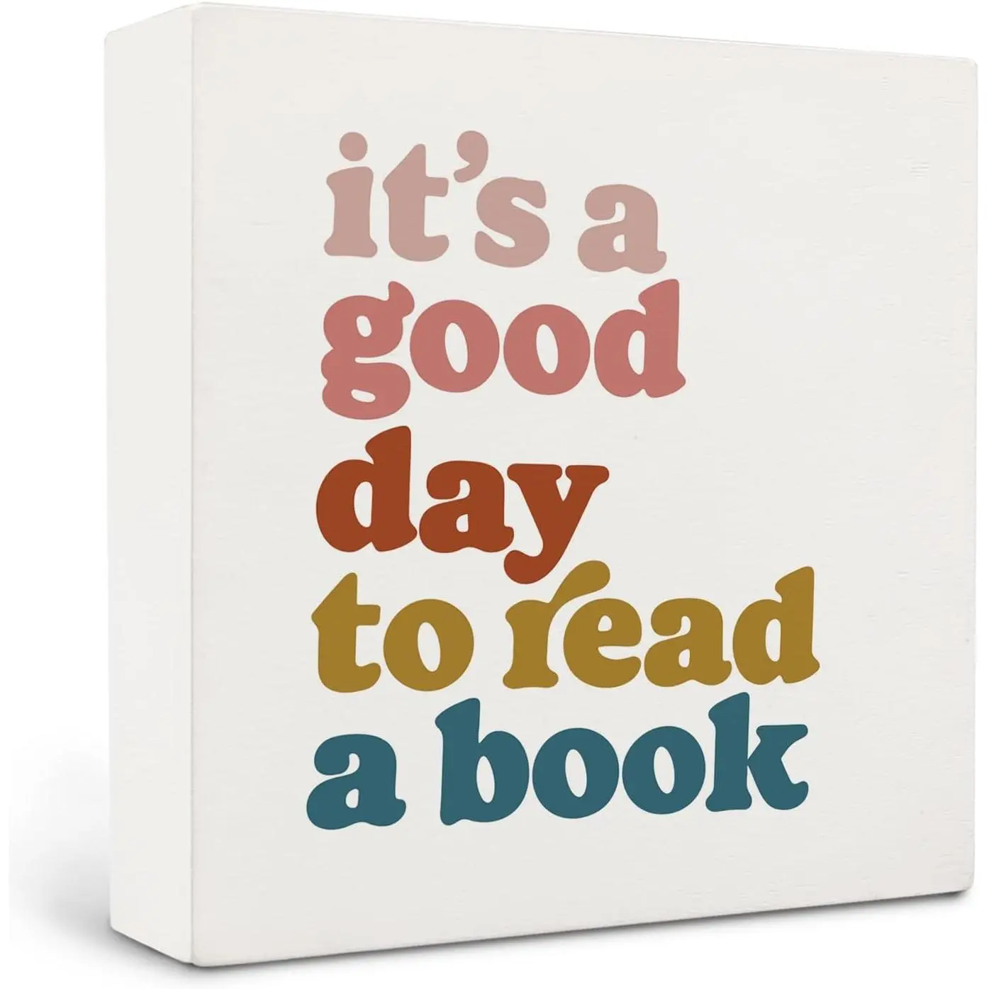 P-SO028   It's a Good Day to Read Books Sign,Reading Corner Decor,Reading Corner Desk Shelf Decoration,Read Book Desk Decor Sign 5 x 5 Inches,Wooden Box Sign