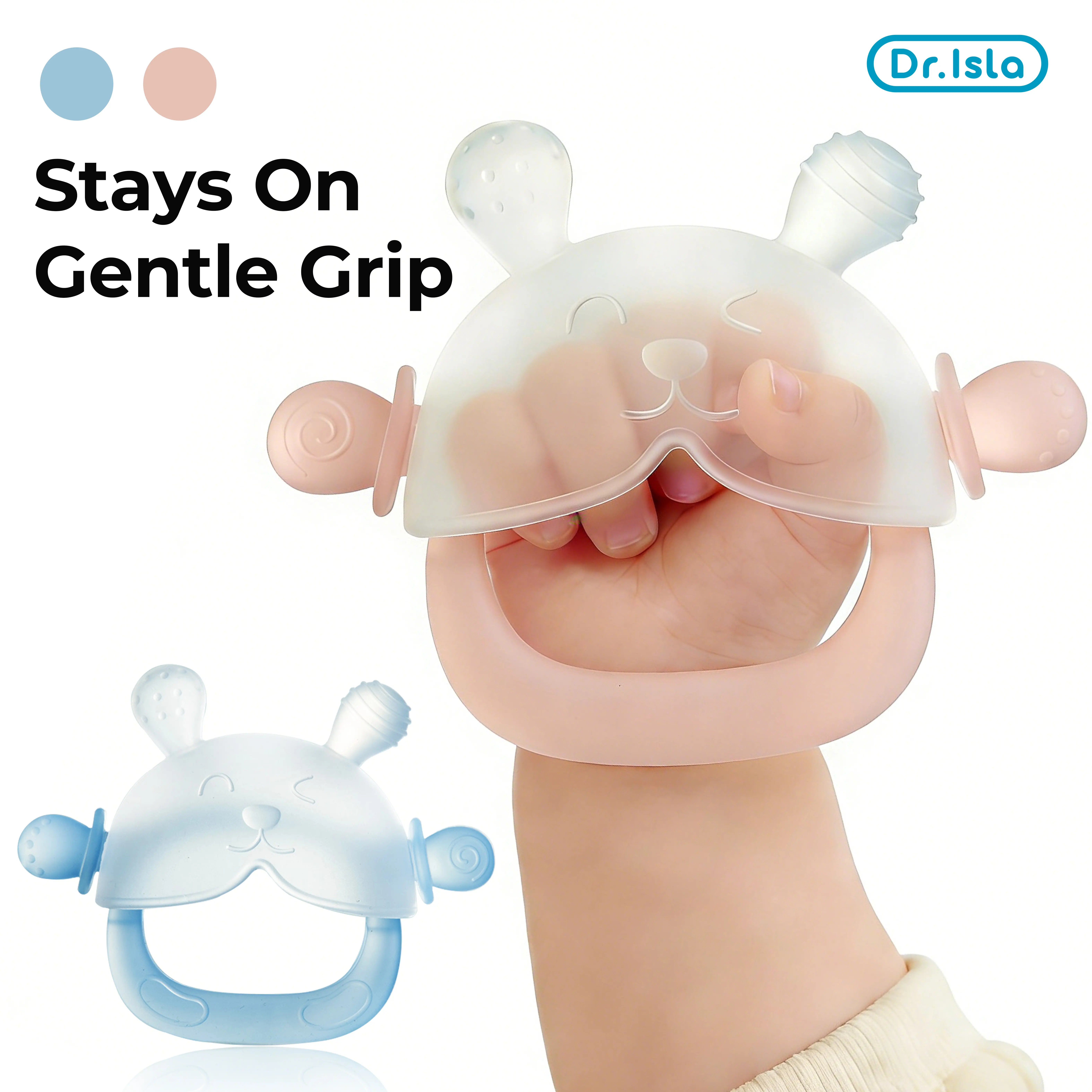 Dr.Isla Bunny Teether Mitten, BPA free, 360 degree anti falling design, Anti-Choke No-Gag Design, Stop thumb sucking, Relieve itchy gums, Dust-Resistant Stays Clean, Soft food grade silicone, Learning toy for 3 to 18 months, Newborn Essentials