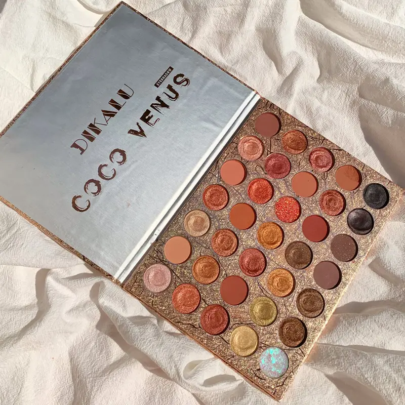 DIKALU 35-Color Eyeshadow Palette - Features Waterproof Unicorn Glitter, Shimmer & Matte Finishes with a Clay-Like Creamy Texture for a Soft Yet Seductive Makeup Look, Matte Shimmer Metallic