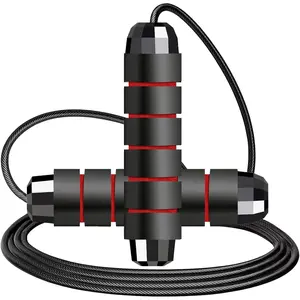 Adjustable Tangle Free Jump Rope with Ball Bearings Quick Adjust Foam Handle for Home Gym Cardio Workouts Fast Calorie Burn Portable